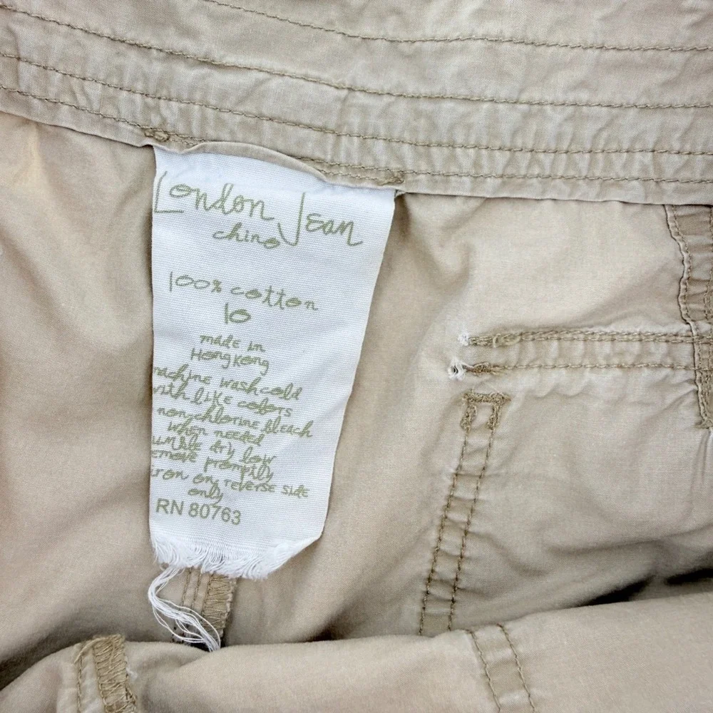 London Jean Chino Shorts Womens 10 Khaki Tan Cotton‎ Cuffed Utility RN 80763